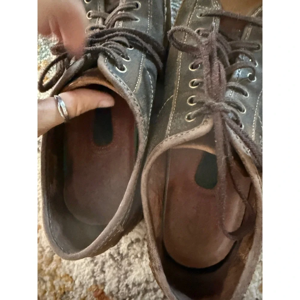 Clarks Active Air Mens‎ Brown Leather Lace Up Oxford Shoes Distressed Stitched